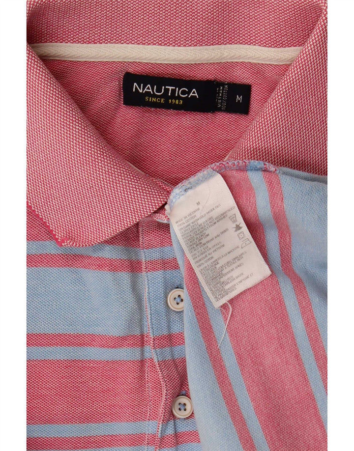 Camisa polo masculina Nautica de algodão listrado azul médio