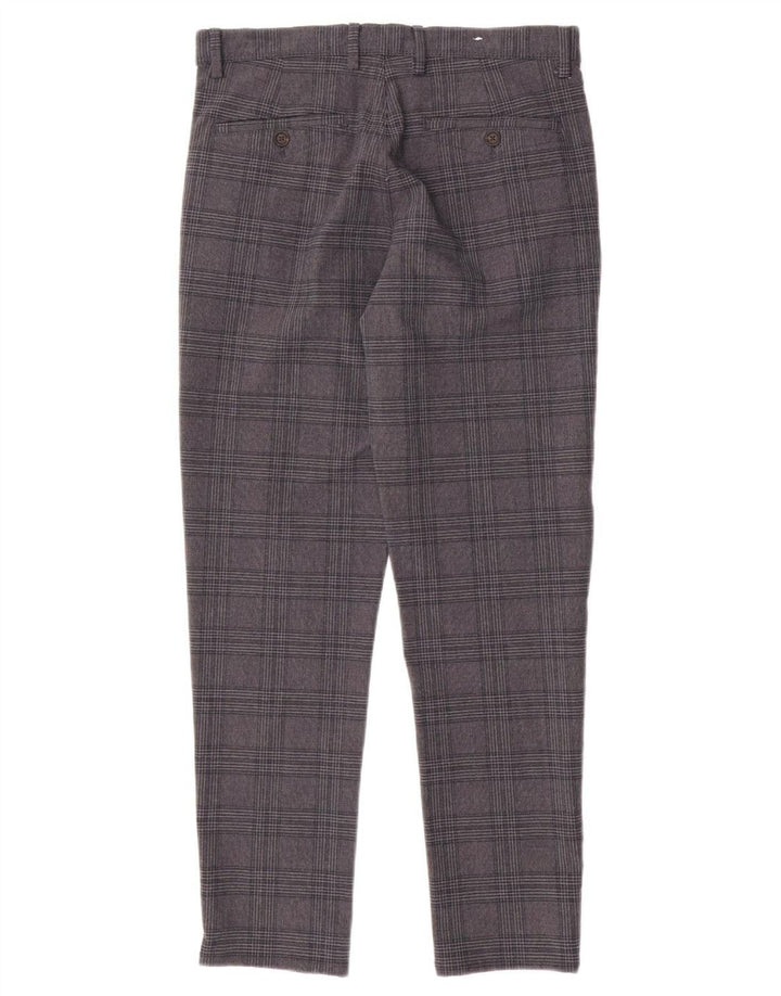 Zara Mens Slim Chino Calças EU 38 Pequeno W30 L28 Cinza Xadrez