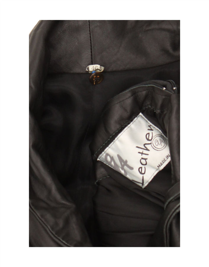 Casaco de couro feminino vintage IT 46 grande couro preto