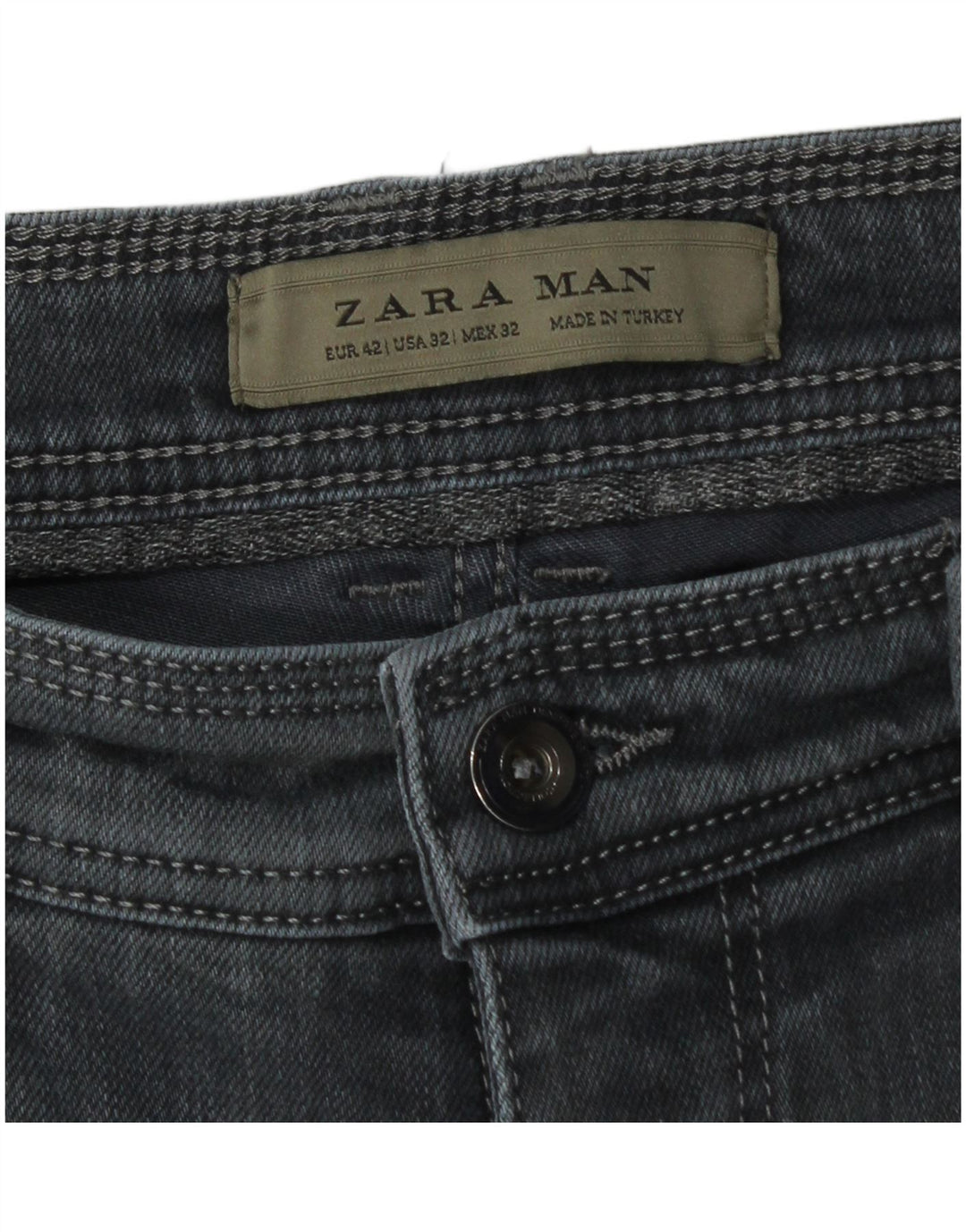 Zara Mens Slim Jeans EU 42 Grande W32 L28 Algodão Cinza