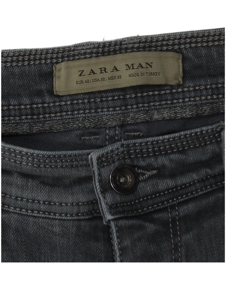 Zara Mens Slim Jeans EU 42 Grande W32 L28 Algodão Cinza