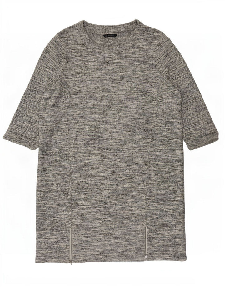 Vestido feminino Marks & Spencer manga 3/4 Shift UK 20 2XL cinza manchado