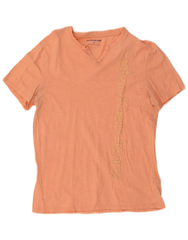 Camiseta feminina Calvin Klein de manga curta com estampa gráfica, 12 médio laranja