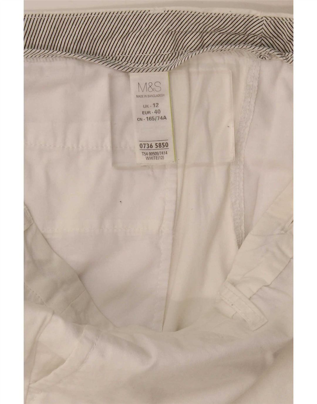 Shorts chino feminino Marks & Spencer Reino Unido 12 médio W34 algodão branco