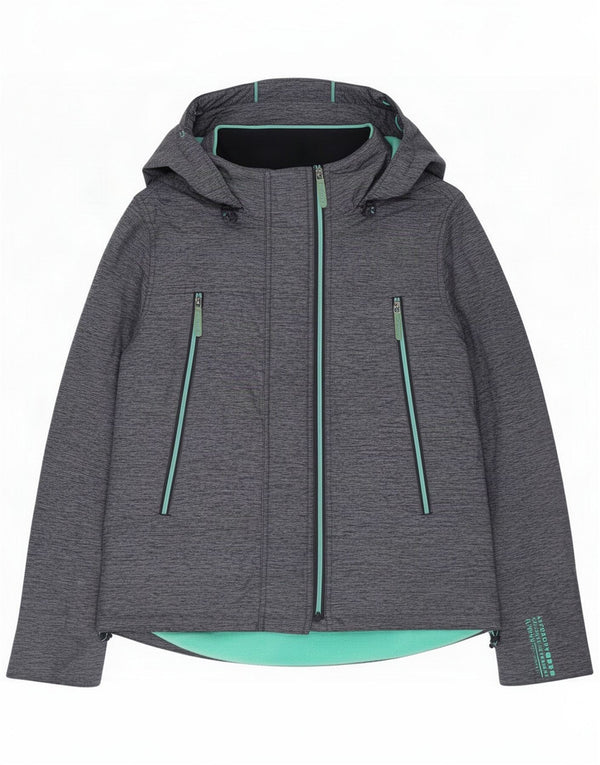 Jaqueta corta-vento feminina Superdry UK 16 grande bloco de cores cinza