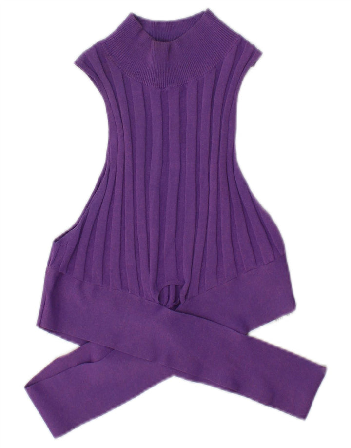 Zara Womens Crop Vest Top UK 12 Médio Roxo Viscose