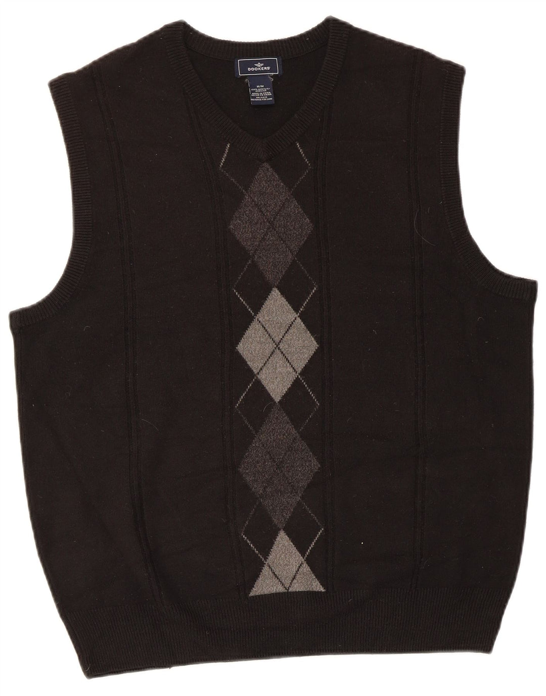Dockers Mens Vest Tank Top Médio Preto Argyle/Diamante Acrílico