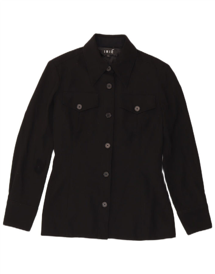 Jaqueta blazer feminina vintage de 6 botões, poliéster preto grande Reino Unido 14