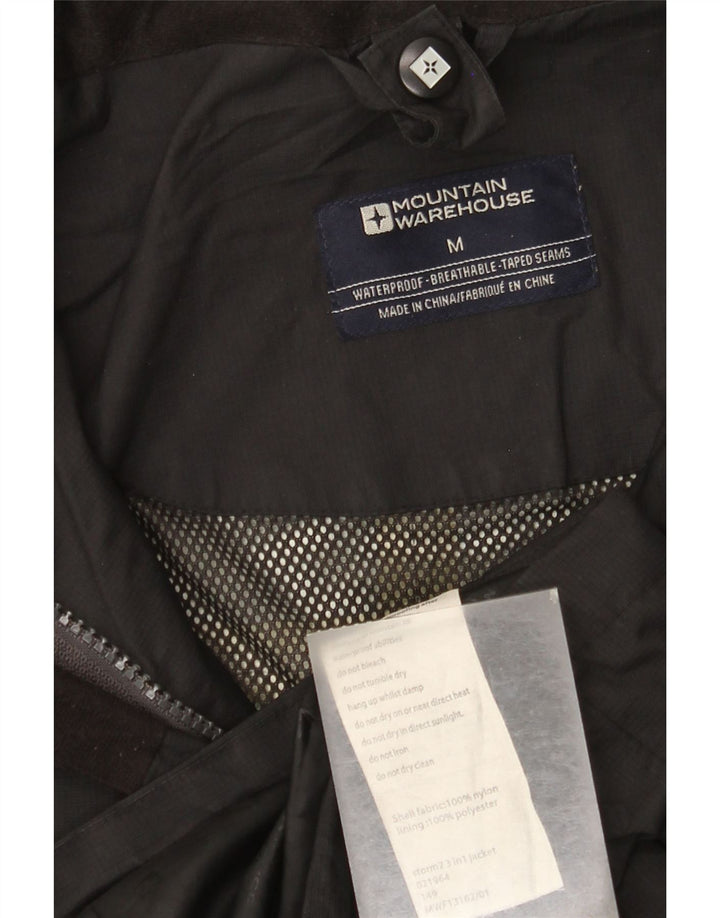 Jaqueta de chuva masculina com capuz Mountain Warehouse UK 38 nylon preto médio