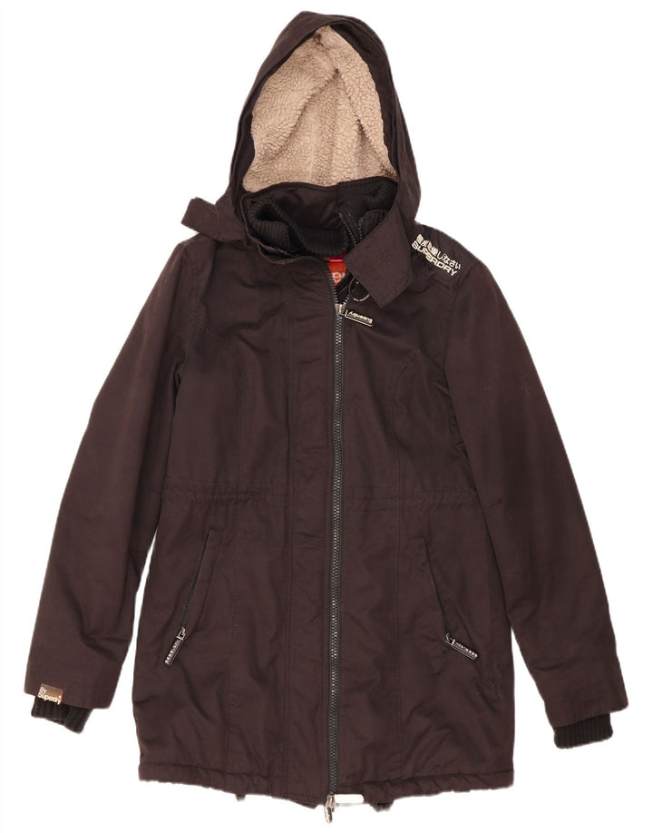 Jaqueta Parka Superdry Feminina Windparka com Capuz UK 14 Poliéster Preto Médio