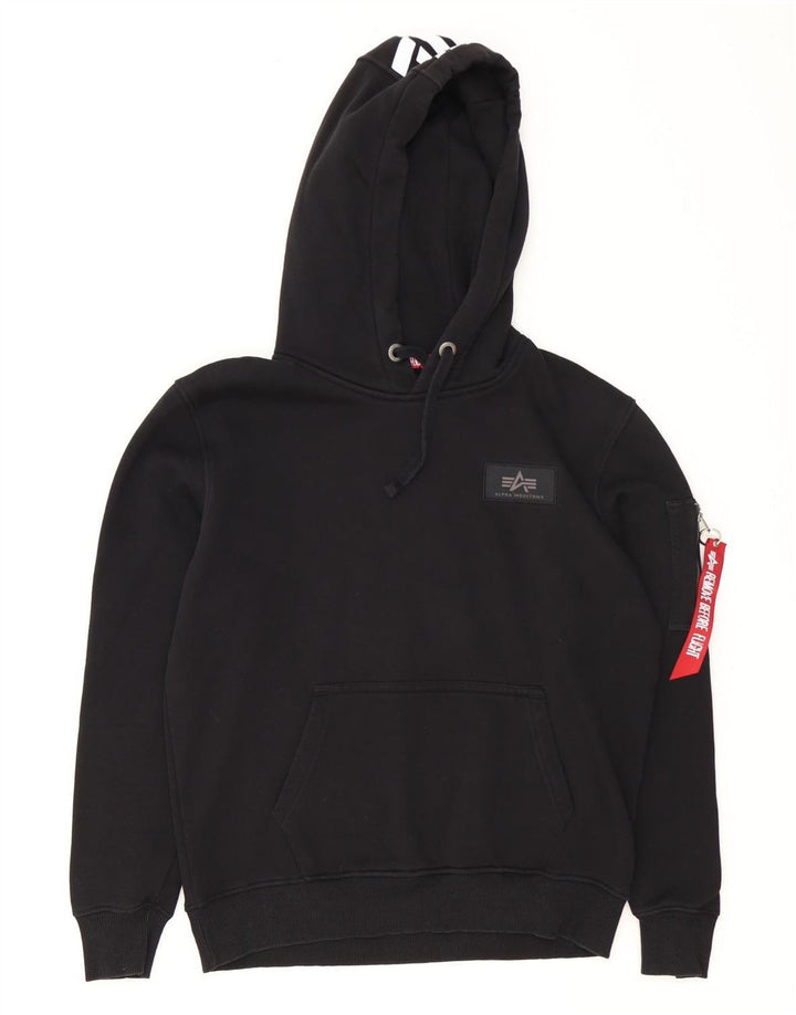 Alpha Industries moletom com capuz gráfico masculino médio algodão preto