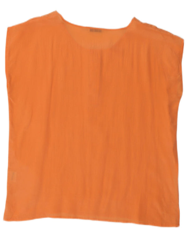 Vintage Womens Sleeveless Blouse Top UK 20 2XL Orange Silk