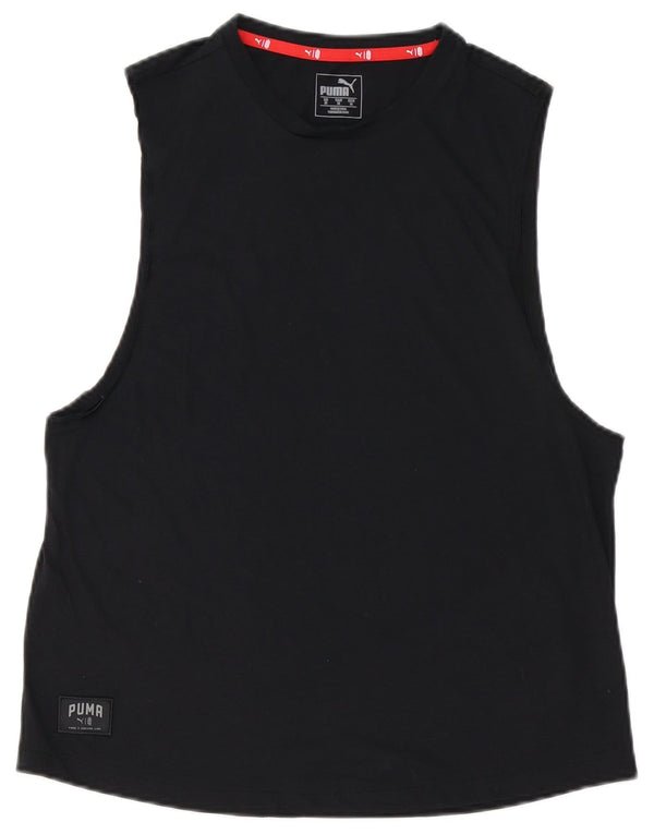 Puma Mens Colete Top Médio Algodão Preto