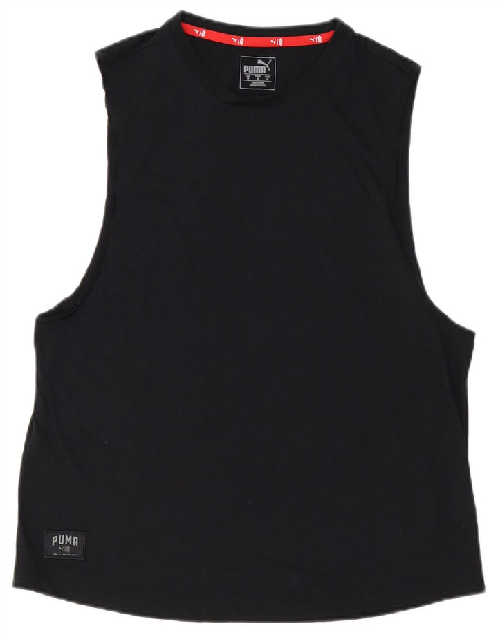 Puma Mens Colete Top Médio Algodão Preto