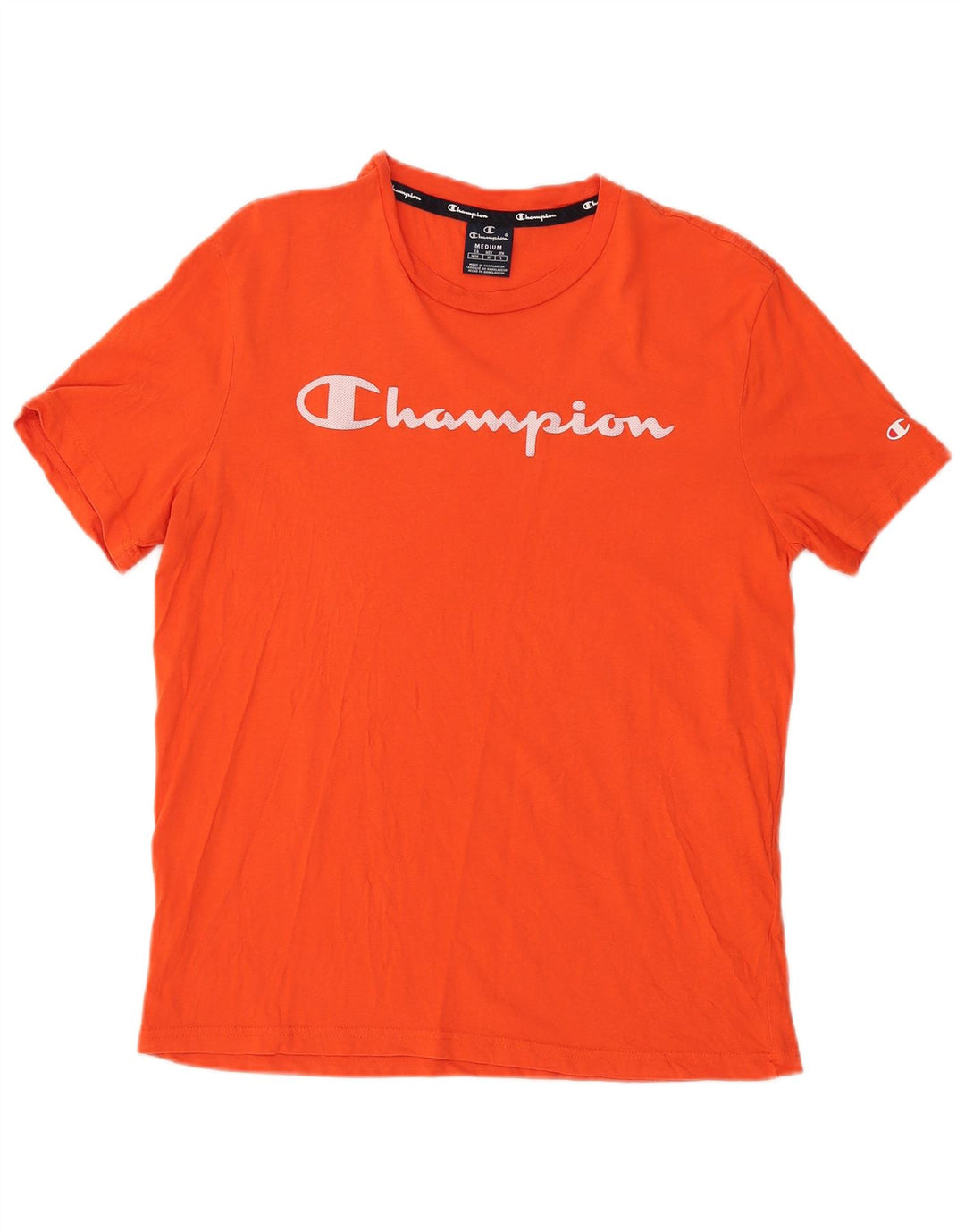 Camiseta feminina estampada Champion UK 14 algodão laranja médio