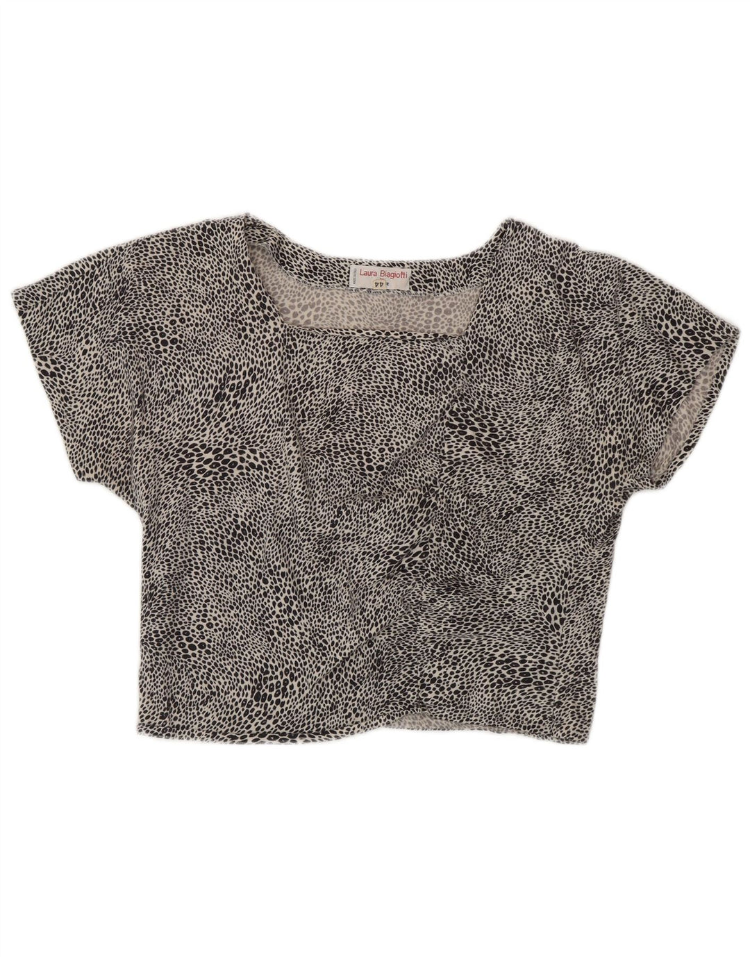 Blusa cropped feminina LAURA BIAGIOTTI IT 44 médio preto estampa animal