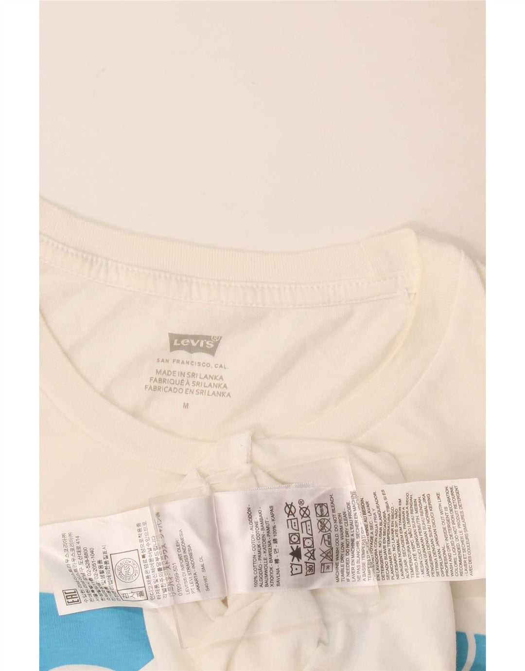 Camiseta feminina gráfica Levi's UK 12 algodão branco médio