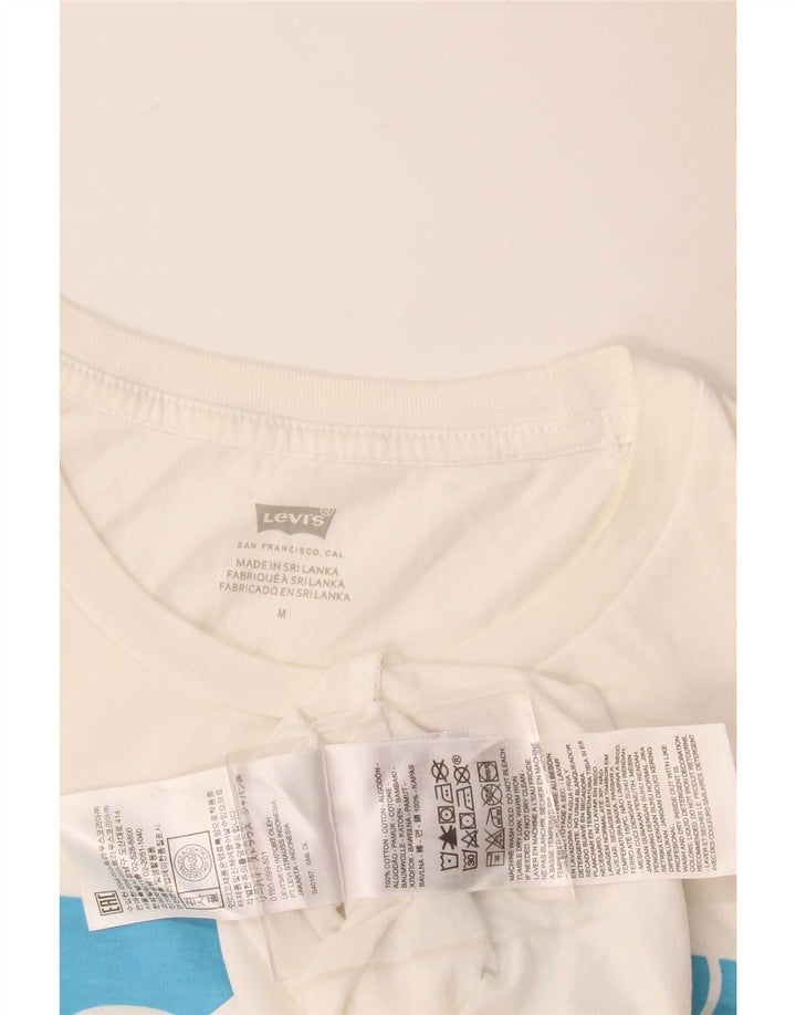 Camiseta feminina gráfica Levi's UK 12 algodão branco médio