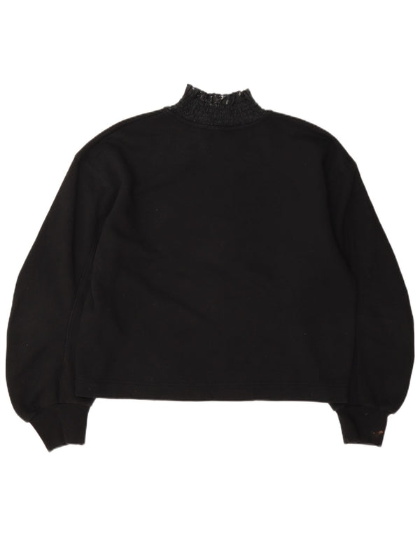 Blusa feminina Zara de manga comprida grande tamanho UK 10 algodão preto pequeno