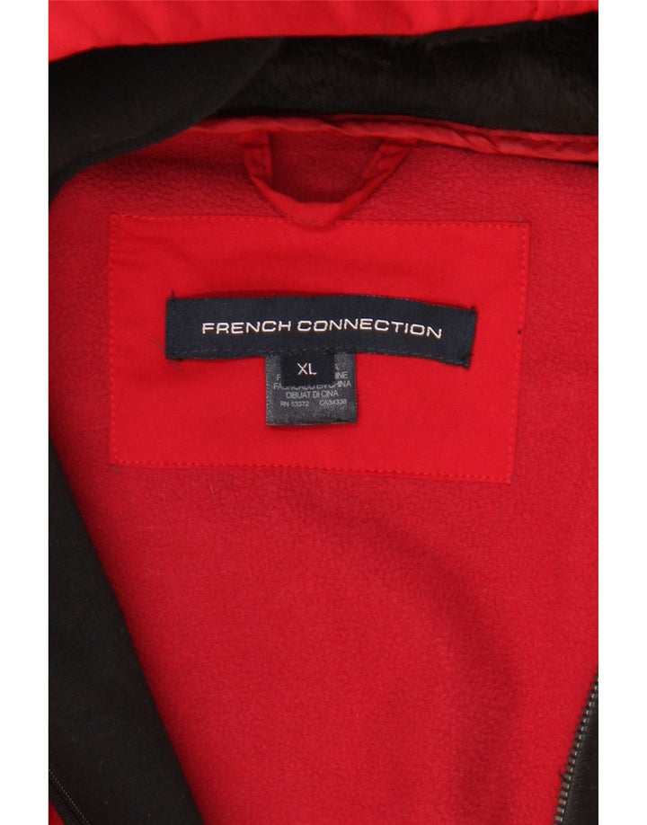 Jaqueta Parka com capuz feminina French Connection UK 18 XL poliéster vermelho