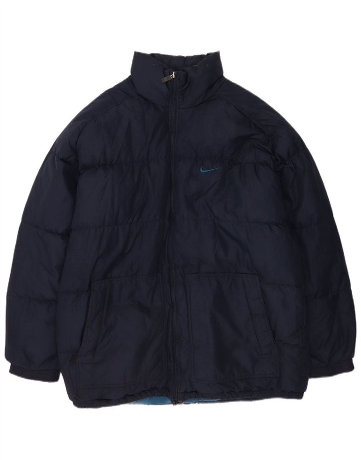 Jaqueta acolchoada masculina Nike UK 42/44 grande poliéster azul marinho