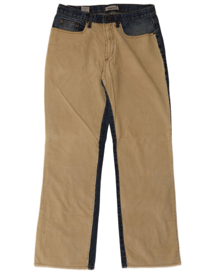 Identic Mens Bootcut Jeans W33 L34 Bege Colourblock Algodão