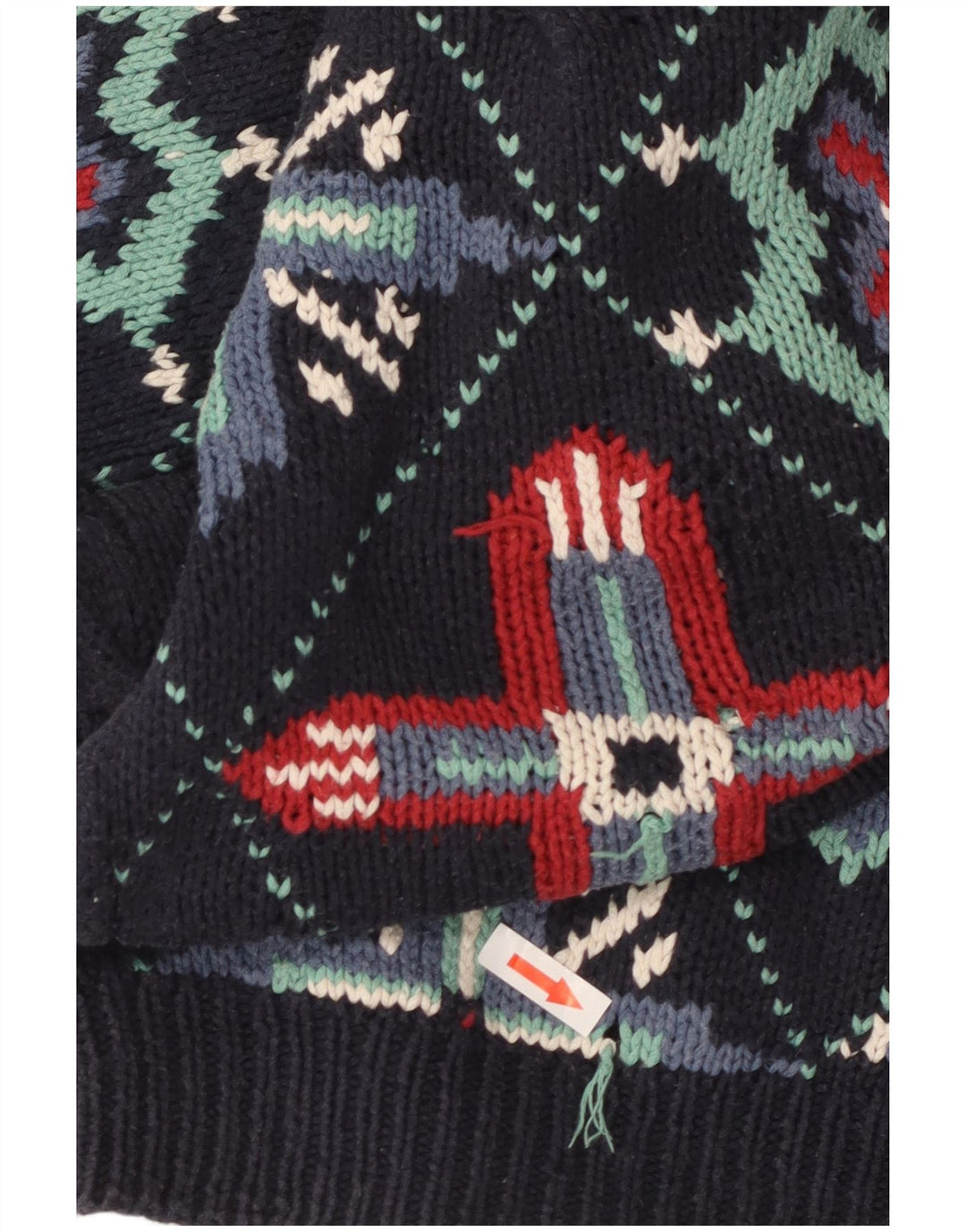 Suéter feminino S.Moritz com decote em V Reino Unido 16 grande algodão azul marinho