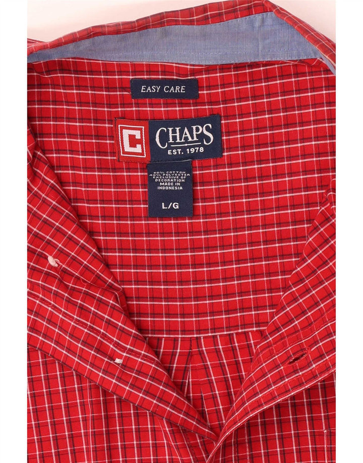 Camisa masculina Chaps Easy Care grande algodão xadrez vermelho