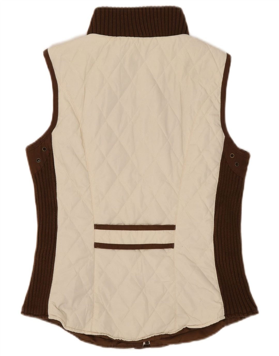 Zara Womens Quilted Gilet UK 12 Medium Off White Colourblock Poliéster