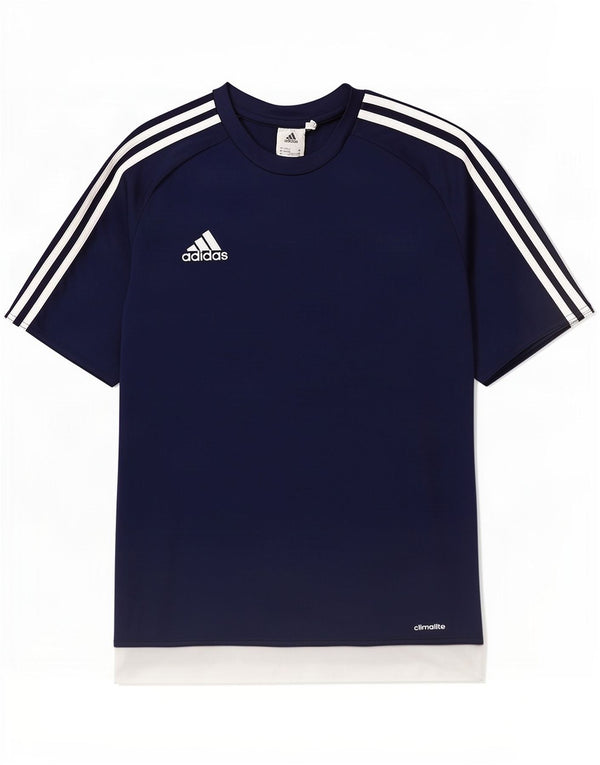 Adidas Masculino Climalite Camiseta Top Médio Azul Marinho Colorblock Poliéster