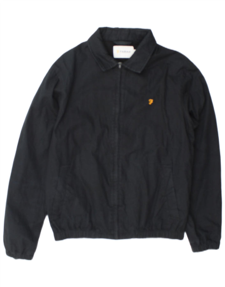 Farah Mens Bomber Jacket UK 36 Pequeno Algodão Preto