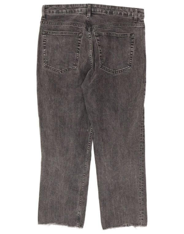 Topshop feminino cropped jeans reto W30 L23 algodão cinza