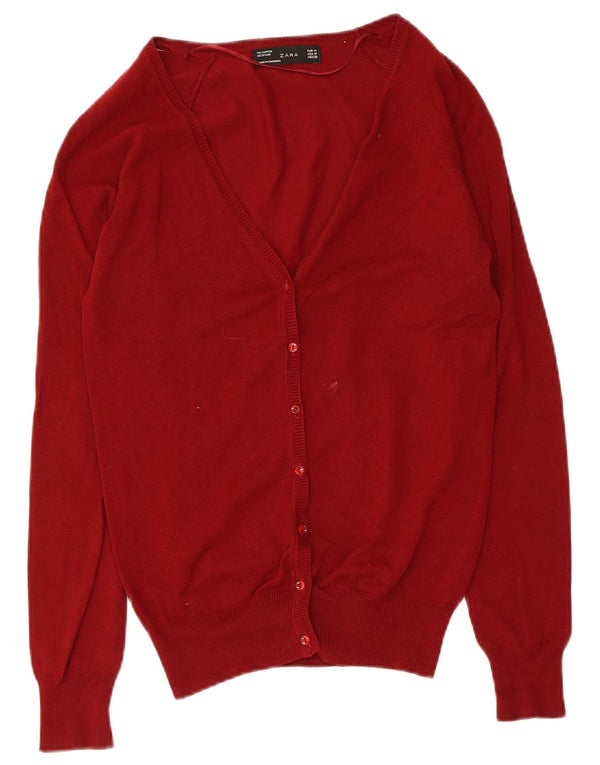 Suéter cardigã feminino Zara Reino Unido 12 algodão vermelho médio