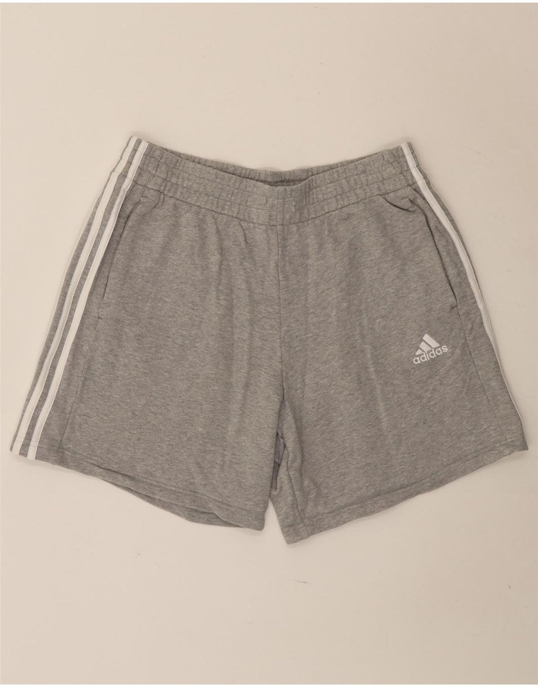Shorts esportivos masculinos Adidas grande algodão manchado cinza
