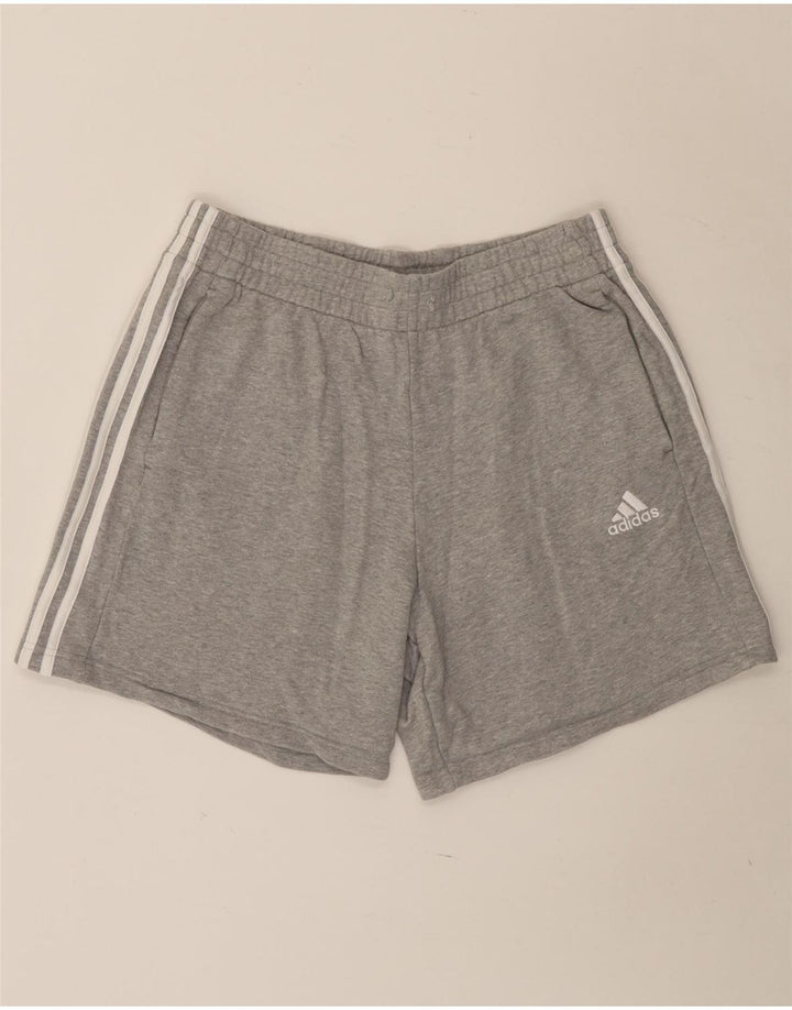 Shorts esportivos masculinos Adidas grande algodão manchado cinza