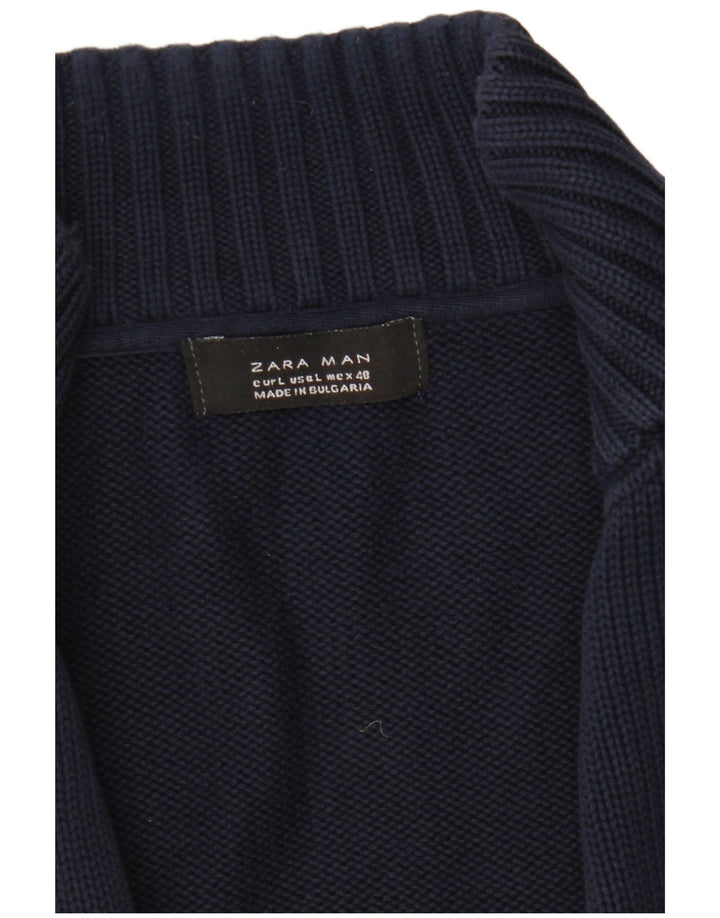 Suéter cardigã masculino Zara grande azul marinho