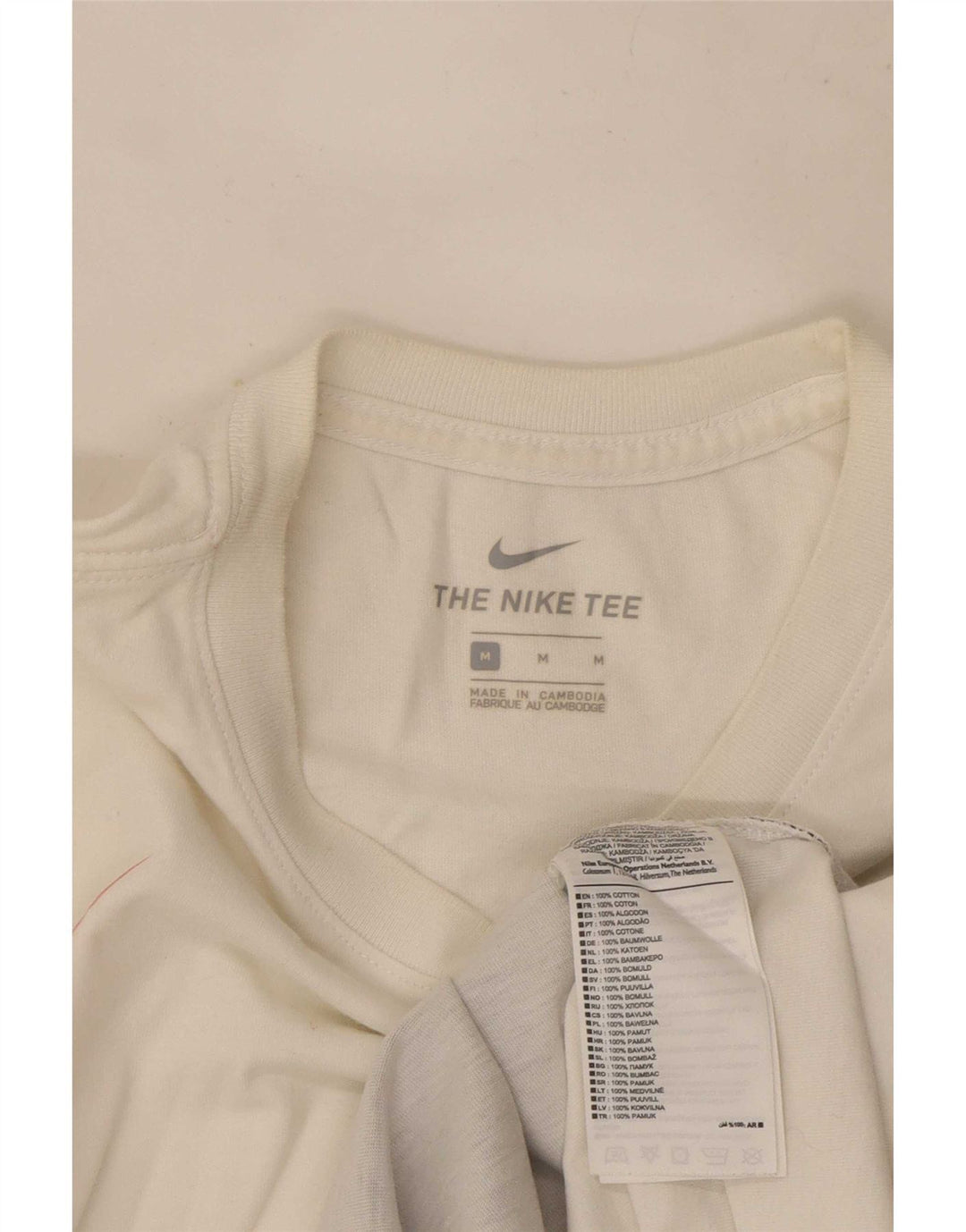 Camiseta Nike masculina gráfica Top médio branco colorblock algodão