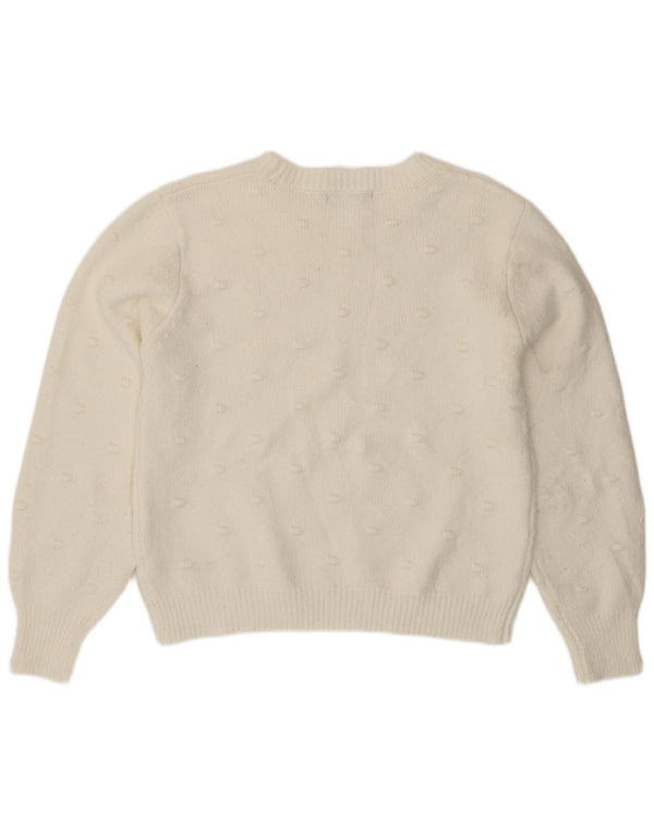 Suéter feminino Marks & Spencer com gola redonda Reino Unido 14 médio branco