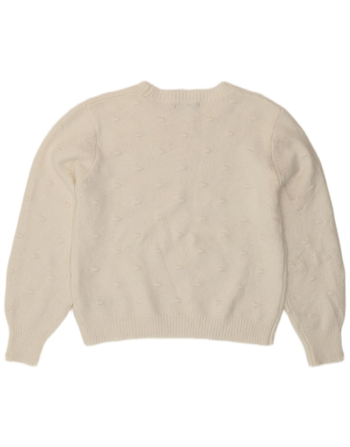 Suéter feminino Marks & Spencer com gola redonda Reino Unido 14 médio branco