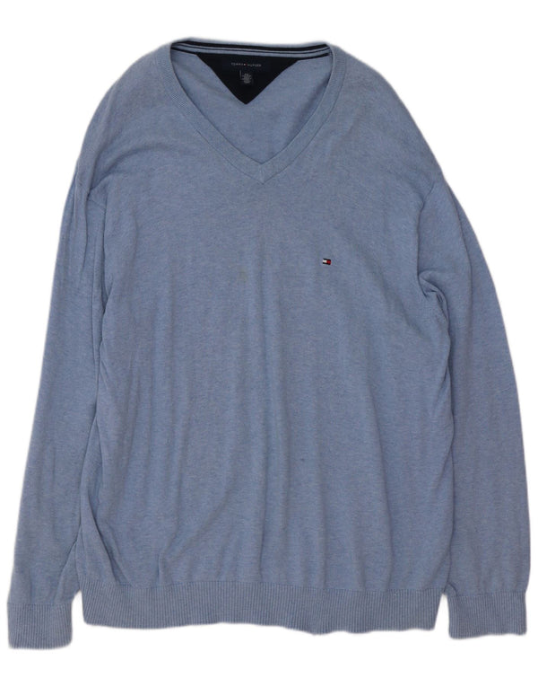 Suéter masculino Tommy Hilfiger com decote em V 2XL azul