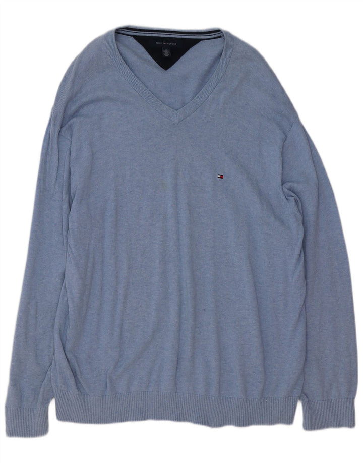 Suéter masculino Tommy Hilfiger com decote em V 2XL azul