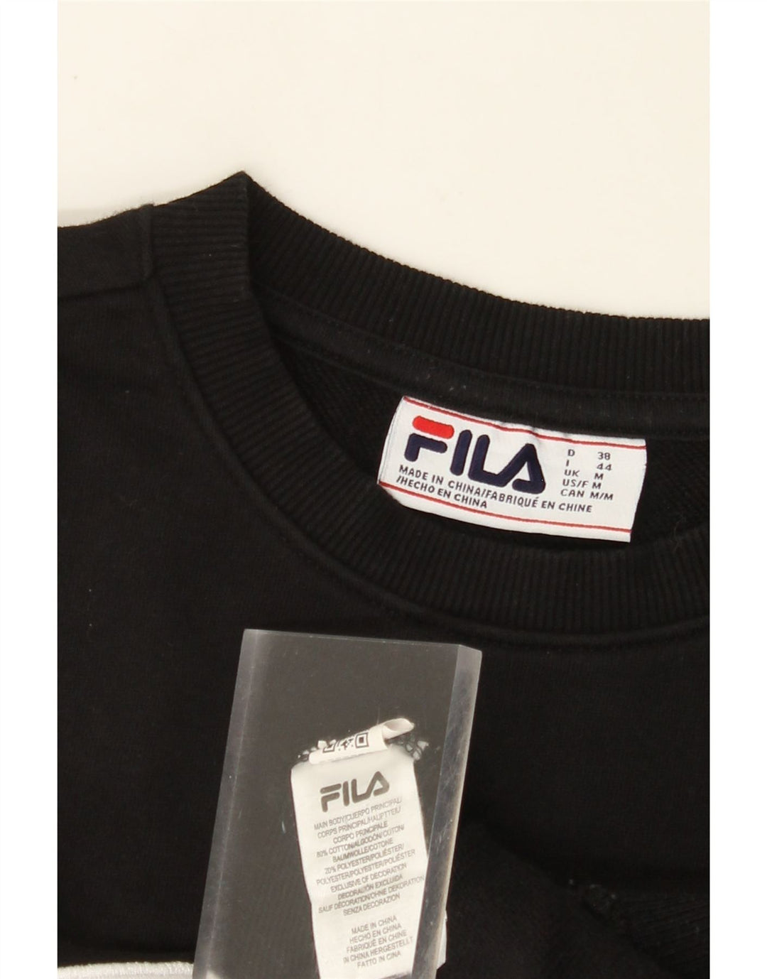 FILA moletom gráfico feminino jumper UK 14 médio algodão preto