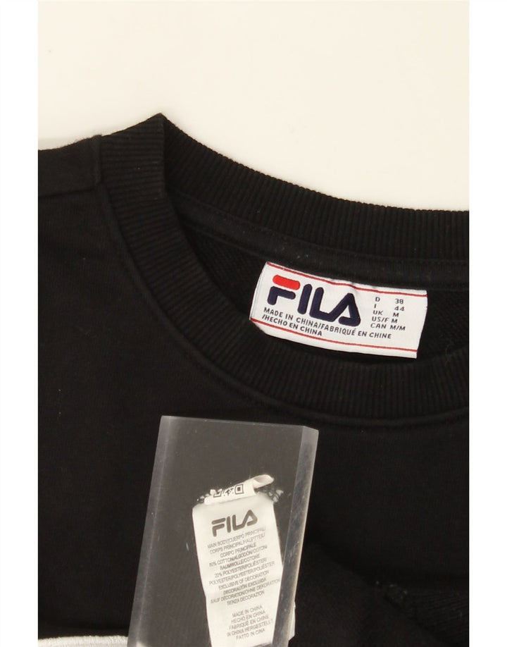 FILA moletom gráfico feminino jumper UK 14 médio algodão preto