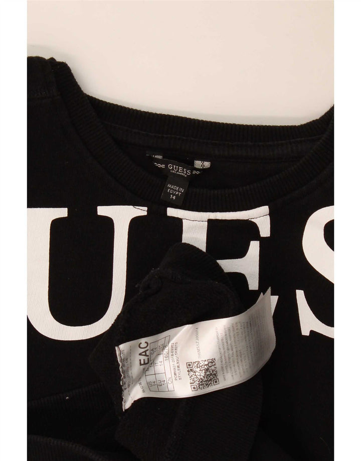 Guess Womens Graphic Sweatshirt Jumper UK 14 Medium Black