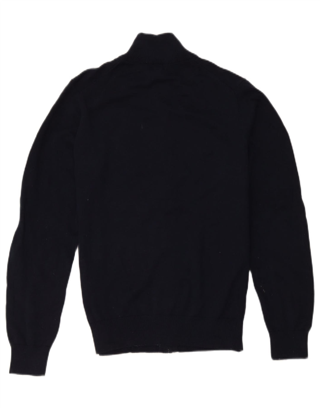 Suéter masculino Crew Clothing com zíper e gola alta de algodão azul marinho médio