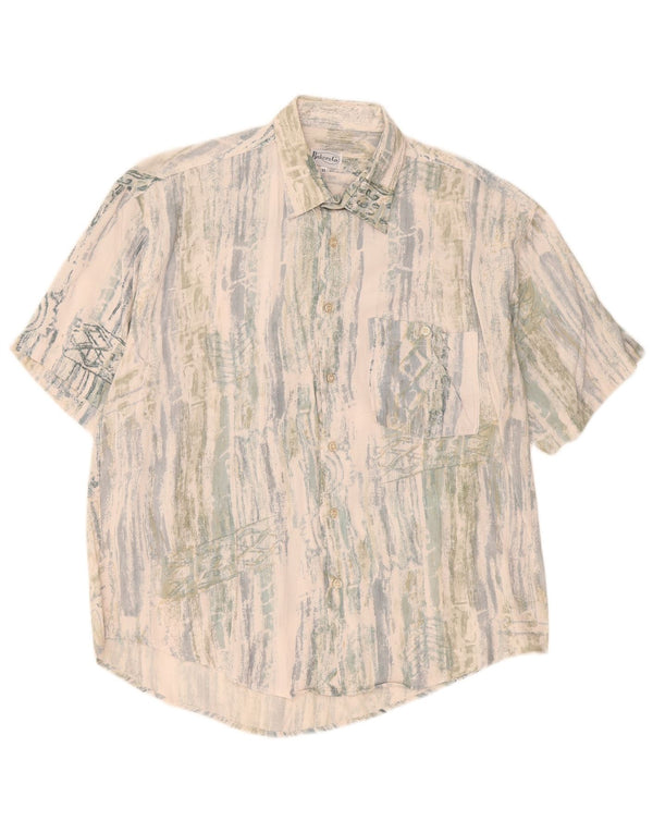 Camisa masculina vintage de manga curta XL listrada multicolorida