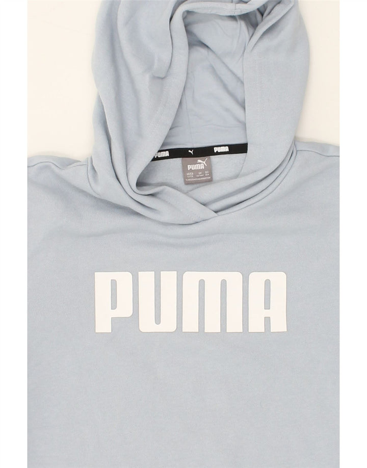 PUMA Boys Graphic Hoodie Jumper 13-14 Years Blue Cotton Vintage Puma and Second-Hand Puma from Messina Hembry 