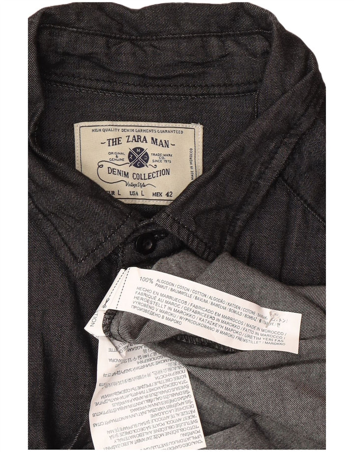Camisa longa masculina Zara grande algodão cinza