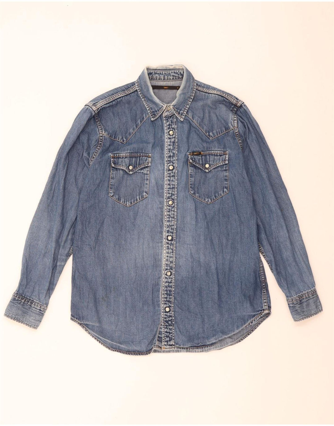 Camisa jeans masculina Lee algodão azul médio