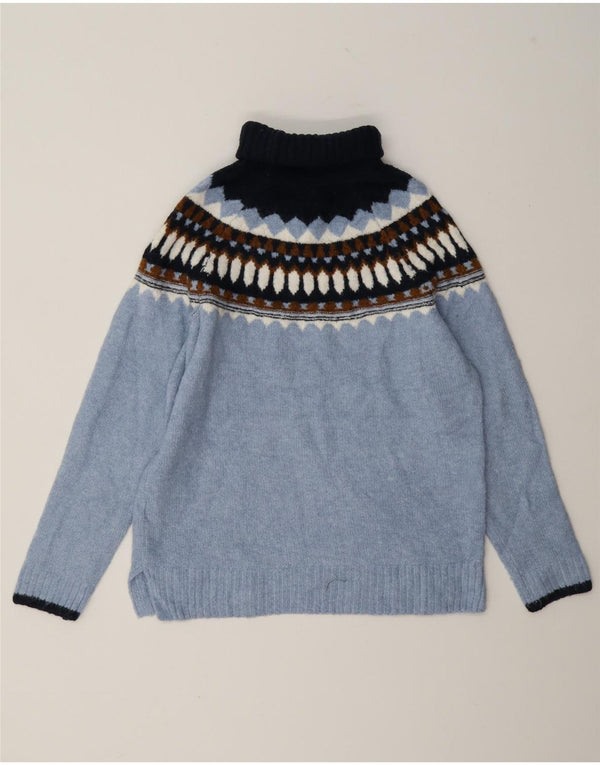 Suéter feminino Marks & Spencer com gola redonda Reino Unido 6 XS Azul Fair Isle